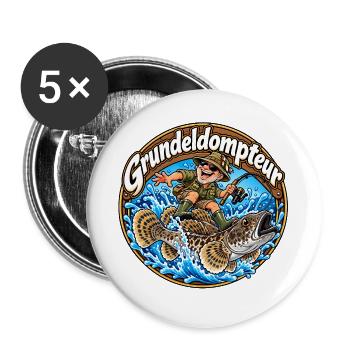 Grundeljäger - Buttons groß 56 mm (5er Pack) - Weiß - Vorne