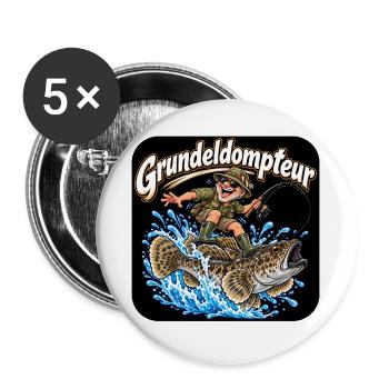 Grundeln Angeln - Buttons groß 56 mm (5er Pack) - Weiß - Vorne