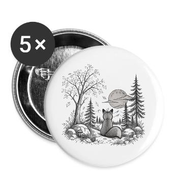 Cute Forrest - Niedlicher Wald - Buttons groß 56 mm (5er Pack) - Weiß - Vorne