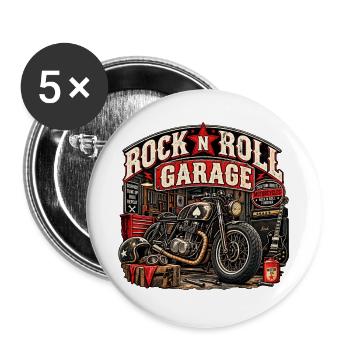 ROCK'N'ROLL-GARAGE | Custom Ride - Buttons groß 56 mm (5er Pack) - Weiß - Vorne