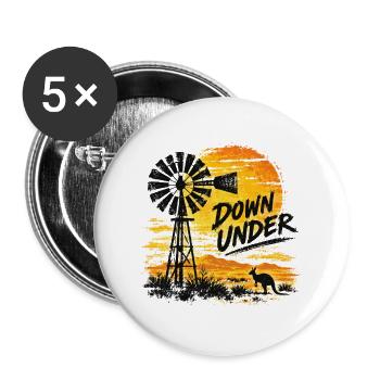 Australia - Down Under - Australien - Windrad - Buttons groß 56 mm (5er Pack) - Weiß - Vorne