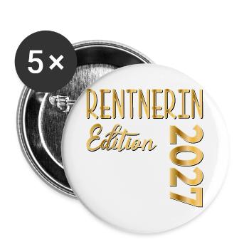 Rente 2027 Rentnerin - Buttons groß 56 mm (5er Pack) - Weiß - Vorne