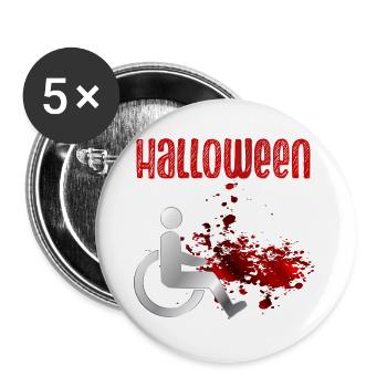Halloween Blut Rollstuhl - Buttons groß 56 mm (5er Pack) - Weiß - Vorne