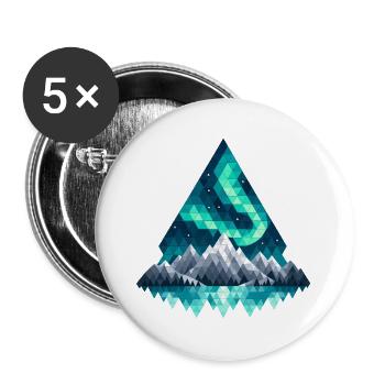 Geometrische Bergkette in Teal - Buttons groß 56 mm (5er Pack) - Weiß - Vorne