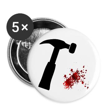 Halloween Handwerker Klauenhammer - Buttons groß 56 mm (5er Pack) - Weiß - Vorne