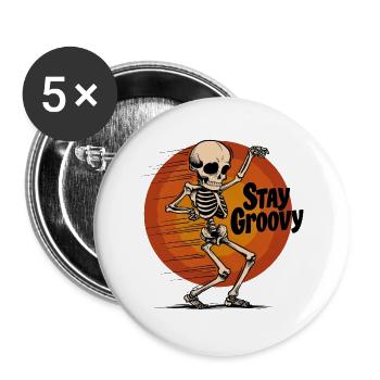 Tanzendes Skelett Stay Groovy - Buttons groß 56 mm (5er Pack) - Weiß - Vorne