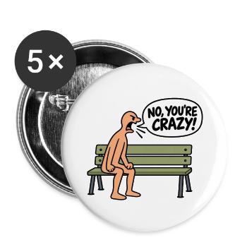 Lustiger verrückter Cartoon – Witz über imaginäre Freunde - Buttons groß 56 mm (5er Pack) - Weiß - Vorne