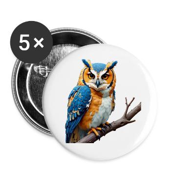 Owl in Hoodie Standing Design - Buttons groß 56 mm (5er Pack) - Weiß - Vorne
