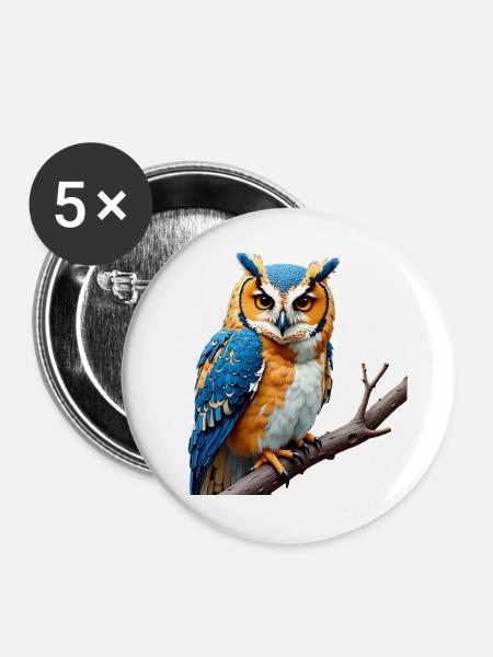 Owl in Hoodie Standing Design - Buttons groß 56 mm (5er Pack) - Weiß