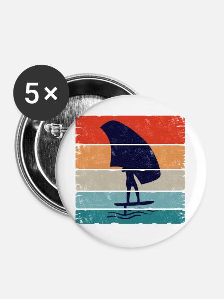Foiling Retro Sunset Square - Buttons groß 56 mm (5er Pack) - Weiß