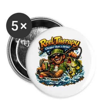 Rollentherapie günstiger als ein Shrink Angler lacht - Buttons groß 56 mm (5er Pack) - Weiß - Vorne