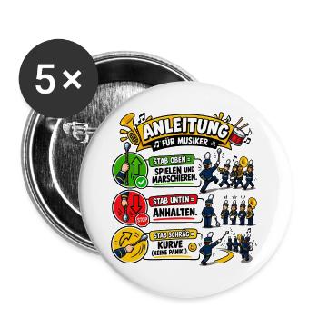 Stabführung - Anleitung für Musiker: Marschieren - Buttons groß 56 mm (5er Pack) - Weiß - Vorne