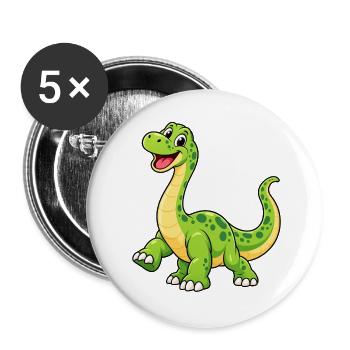Fröhlicher Grüner Dino Cartoon - Buttons groß 56 mm (5er Pack) - Weiß - Vorne