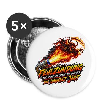 Fehlzündung: Seele des Motors - Buttons groß 56 mm (5er Pack) - Weiß - Vorne