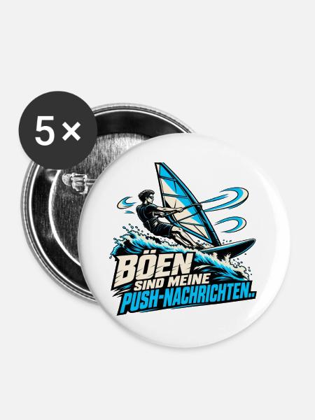 Wellenreiter Böen PushNachrichten - Buttons groß 56 mm (5er Pack) - Weiß