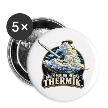 Thermikflug: Mein Motor Heißt Thermik - Buttons groß 56 mm (5er Pack) - Weiß - Vorne