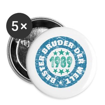 Geschwister 1989 - Buttons groß 56 mm (5er Pack) - Weiß - Vorne