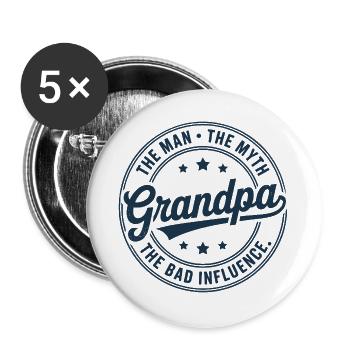 Opa der Mann, der Mythos, der schlechte Einfluss - Buttons groß 56 mm (5er Pack) - Weiß - Vorne