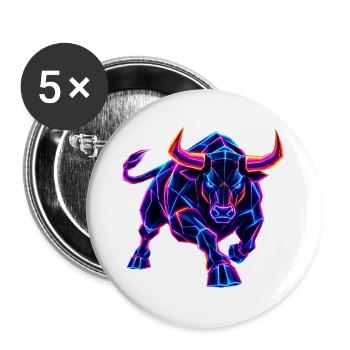 Neon Wall Street Bullenmacht - Buttons groß 56 mm (5er Pack) - Weiß - Vorne