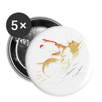 Bowler Skizze Retro Look - Buttons groß 56 mm (5er Pack) - Weiß - Vorne
