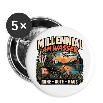 Millennial am Wasser – Slavic Weekend Mode - Buttons groß 56 mm (5er Pack) - Weiß - Vorne