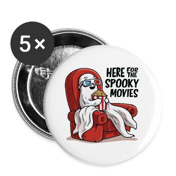 Popcorn Ghost: Spooky Movie Night - Buttons groß 56 mm (5er Pack) - Weiß - Vorne