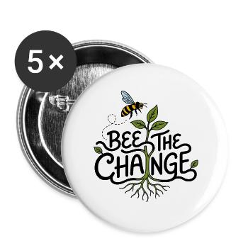 Biene Die Veränderung – Biene und Ökologie - Buttons groß 56 mm (5er Pack) - Weiß - Vorne