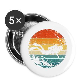 Taucher - Diver - Scuba - Grunge - Sonnenuntergang - Buttons groß 56 mm (5er Pack) - Weiß - Vorne