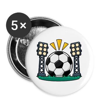 Fußball unter Stadionflutlicht - Buttons groß 56 mm (5er Pack) - Weiß - Vorne