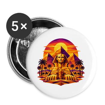 Sphinx Sonnenuntergang – Gizeh - Buttons groß 56 mm (5er Pack) - Weiß - Vorne