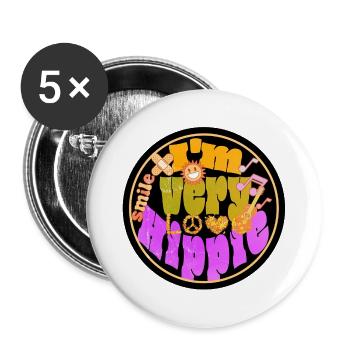 Sonne Groove Liebe Musik - I'm very hippie  - Buttons groß 56 mm (5er Pack) - Weiß - Vorne