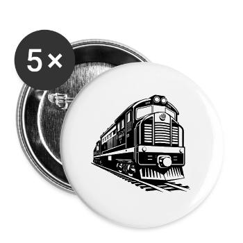 Moderne Diesellokomotivenbahn - Buttons groß 56 mm (5er Pack) - Weiß - Vorne
