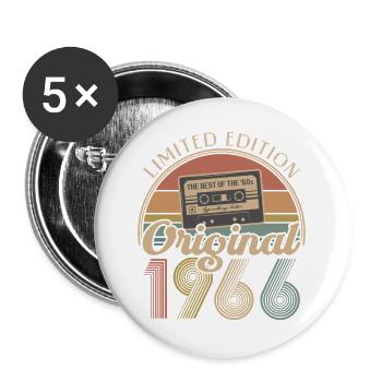 60. Geburtstag, 60 Jahre - Buttons groß 56 mm (5er Pack) - Weiß - Vorne