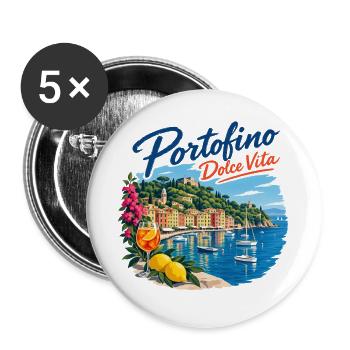 Portofino Dolce Vita Küste - Buttons groß 56 mm (5er Pack) - Weiß - Vorne