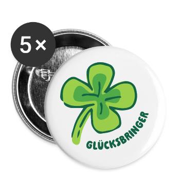 Viel Glück - Glücksbringer - Kleeblatt - Buttons groß 56 mm (5er Pack) - Weiß - Vorne