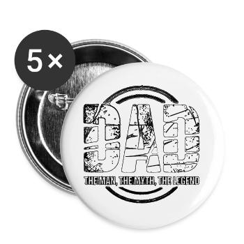 Dad The Man-Mythos Legende - Buttons groß 56 mm (5er Pack) - Weiß - Vorne