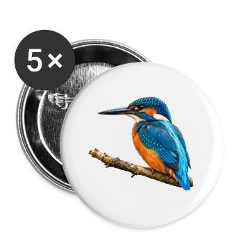 Eisvogel Aquarell - Buttons groß 56 mm (5er Pack) - Weiß - Vorne