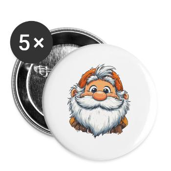 Kuscheliger Gartenzwerg - Buttons groß 56 mm (5er Pack) - Weiß - Vorne