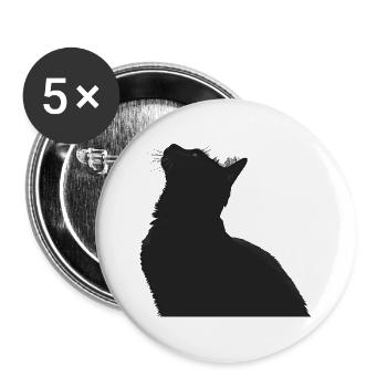 Nachtkatzen Silhouette - Buttons groß 56 mm (5er Pack) - Weiß - Vorne