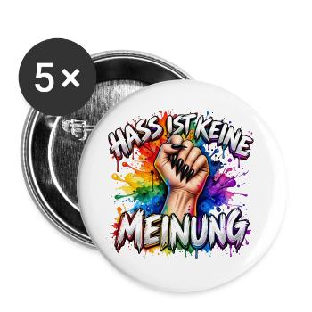Hass ist keine Meinung! - Buttons groß 56 mm (5er Pack) - Weiß - Vorne