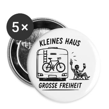 Kleines Haus, Große Freiheit - Buttons groß 56 mm (5er Pack) - Weiß - Vorne