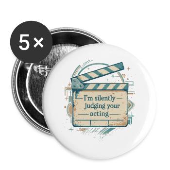 Silently Judging Your Acting - Vintage Regie - Buttons groß 56 mm (5er Pack) - Weiß - Vorne