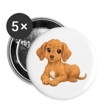 Rhodesian Ridgeback – süßer liegender Hundewelpe - Buttons groß 56 mm (5er Pack) - Weiß - Vorne