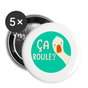 Es rollt, die Gans - Buttons groß 56 mm (5er Pack) - Weiß - Vorne