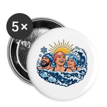 Kaltwassergruppe – Zusammen rein ins Wasser - Buttons groß 56 mm (5er Pack) - Weiß - Vorne
