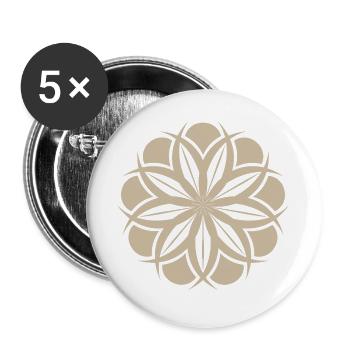 Mandala Blütenstern Ethno Beige - Buttons groß 56 mm (5er Pack) - Weiß - Vorne