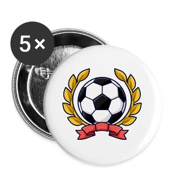 Fußball mit goldenem Lorbeerkranz - Buttons groß 56 mm (5er Pack) - Weiß - Vorne