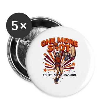 One More Shot – Vintage-Basketball - Buttons groß 56 mm (5er Pack) - Weiß - Vorne