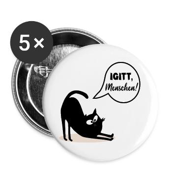 Igitt Menschen Katzen - Buttons groß 56 mm (5er Pack) - Weiß - Vorne