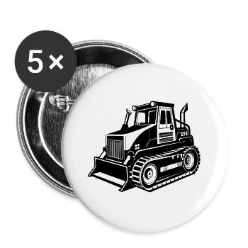 Bulldozer - Buttons groß 56 mm (5er Pack) - Weiß - Vorne